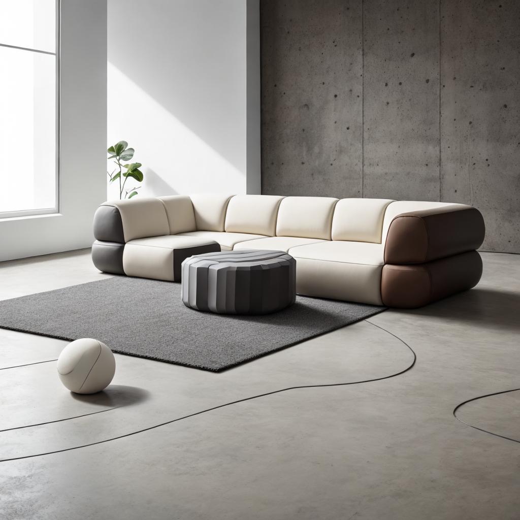 Polyformiges sofa, polyformen, kugelbeine, by @ai_generated