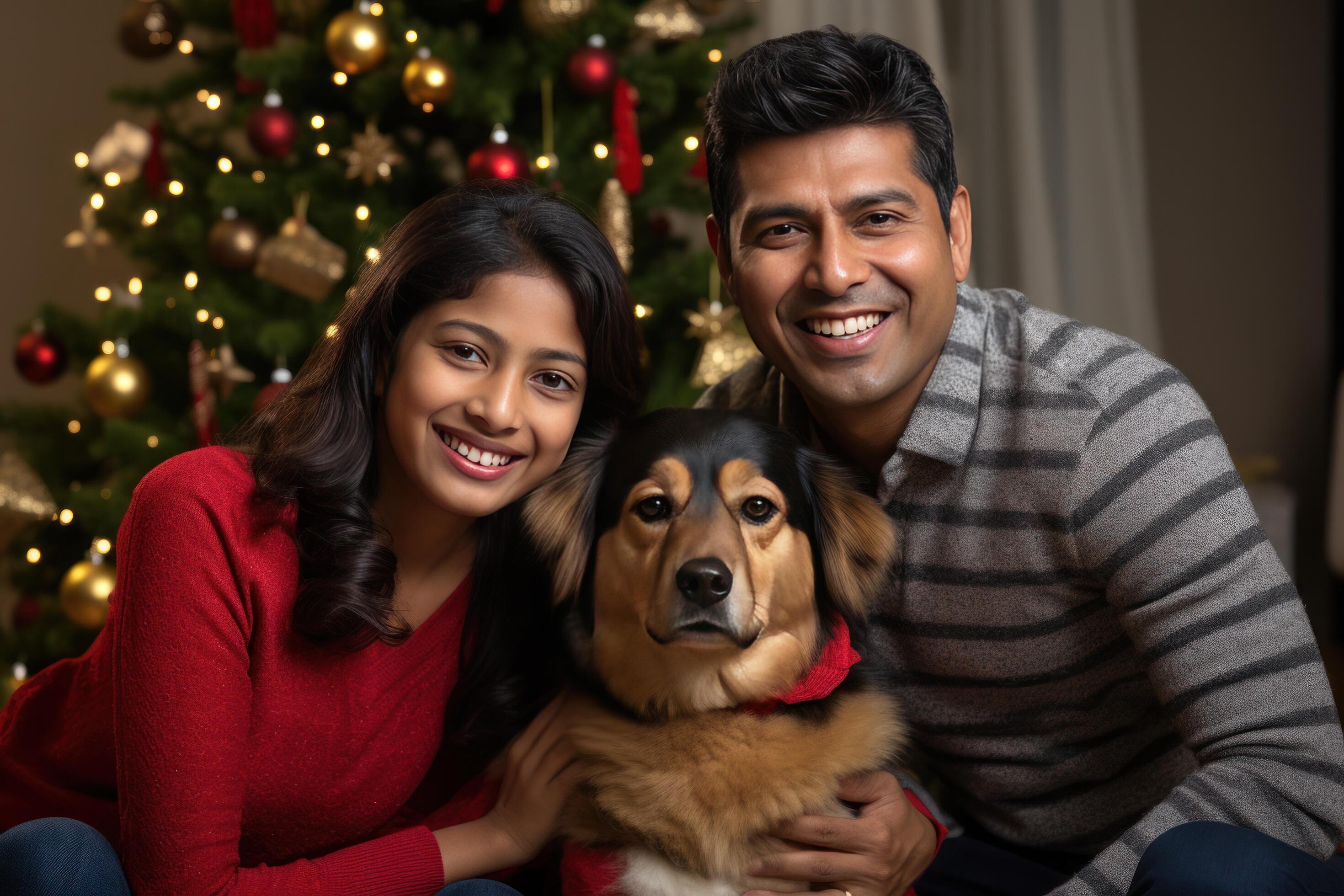 AI generated Family Christmas Portrait with Pet Dog Stock Free