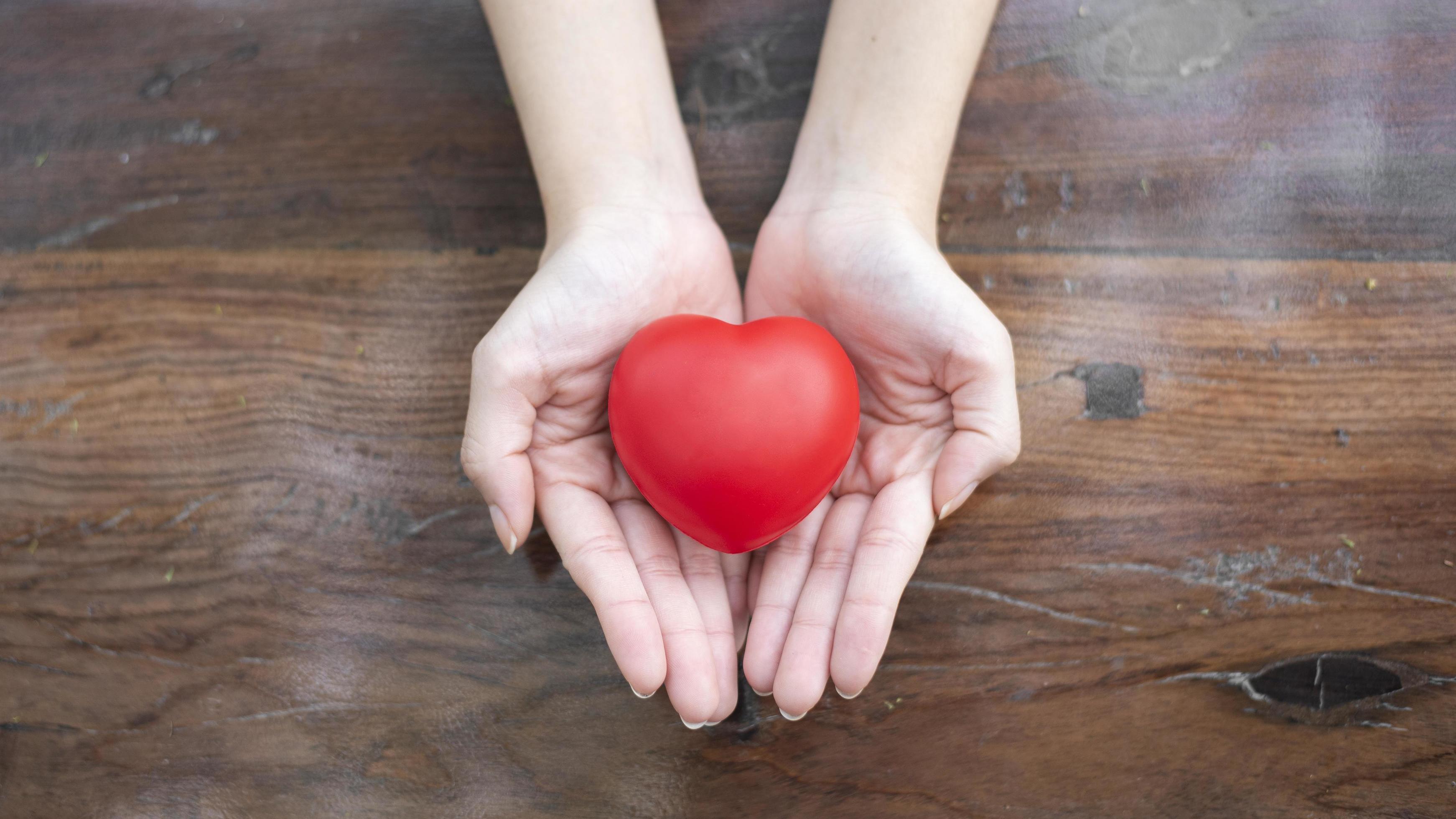 woman hand is holding red heart, love and health care concept Stock Free