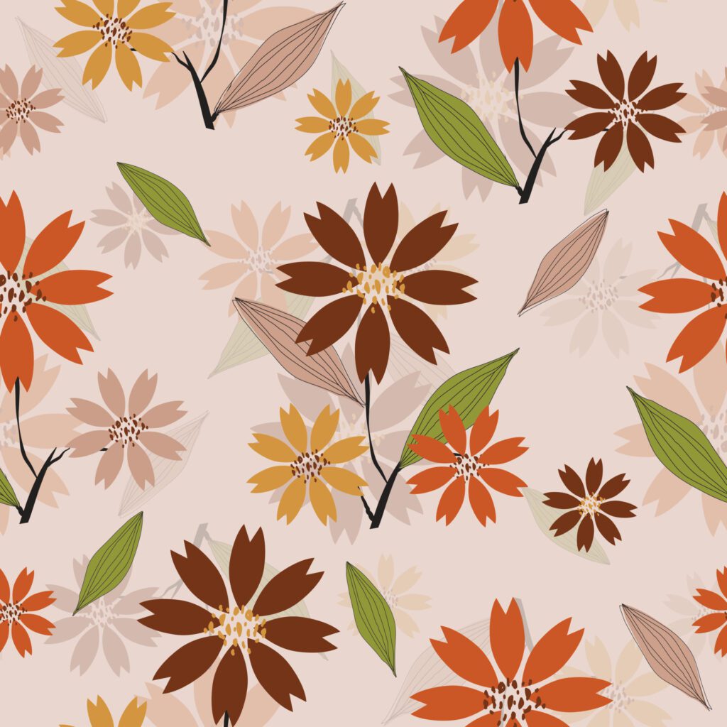 Seamless beautiful hand drawn flowers pattern background Free Vector