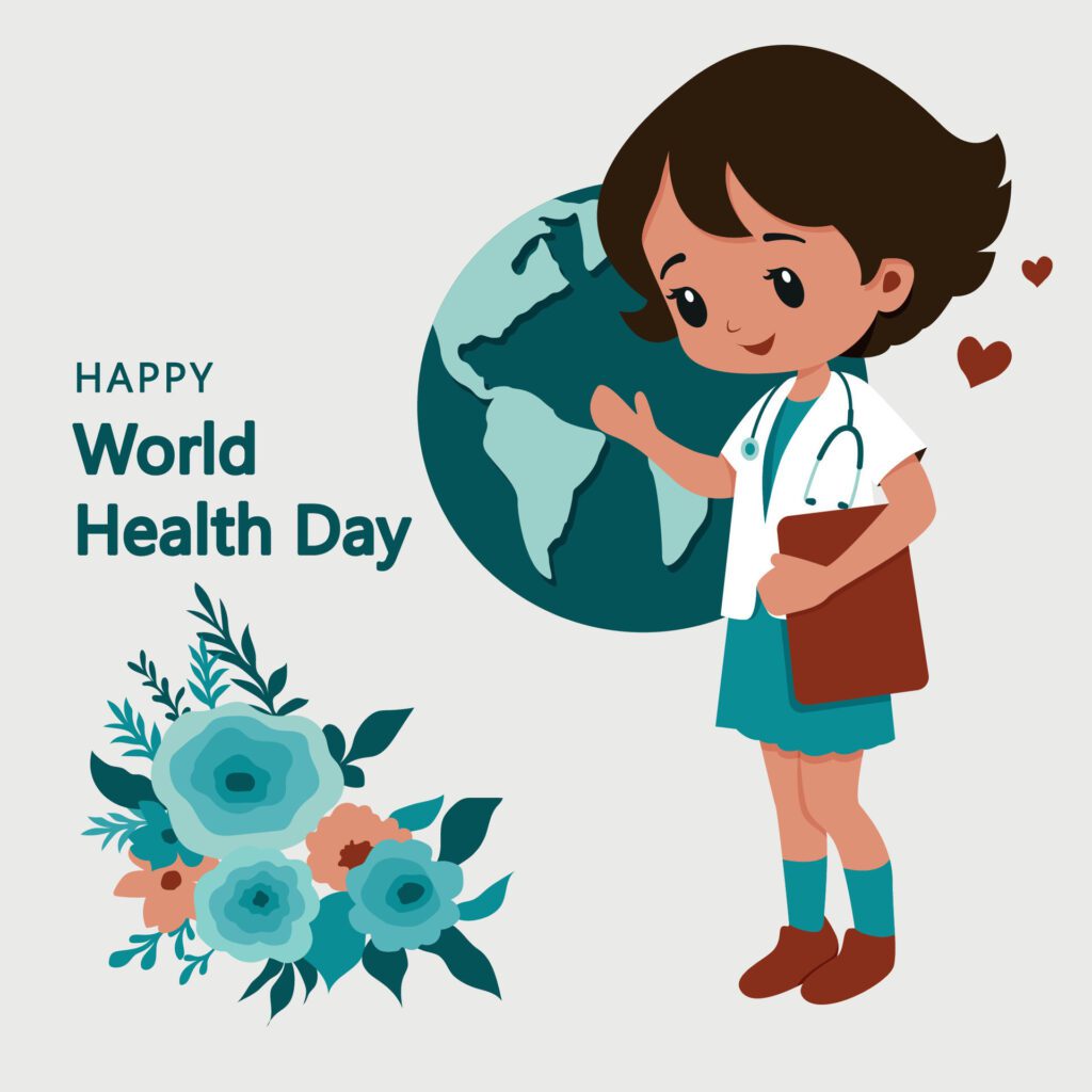 Happy world health day background with medical staff Free Vector