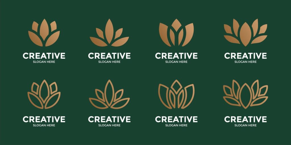 minimalist lotus flower logo collection Stock Free and Free SVG