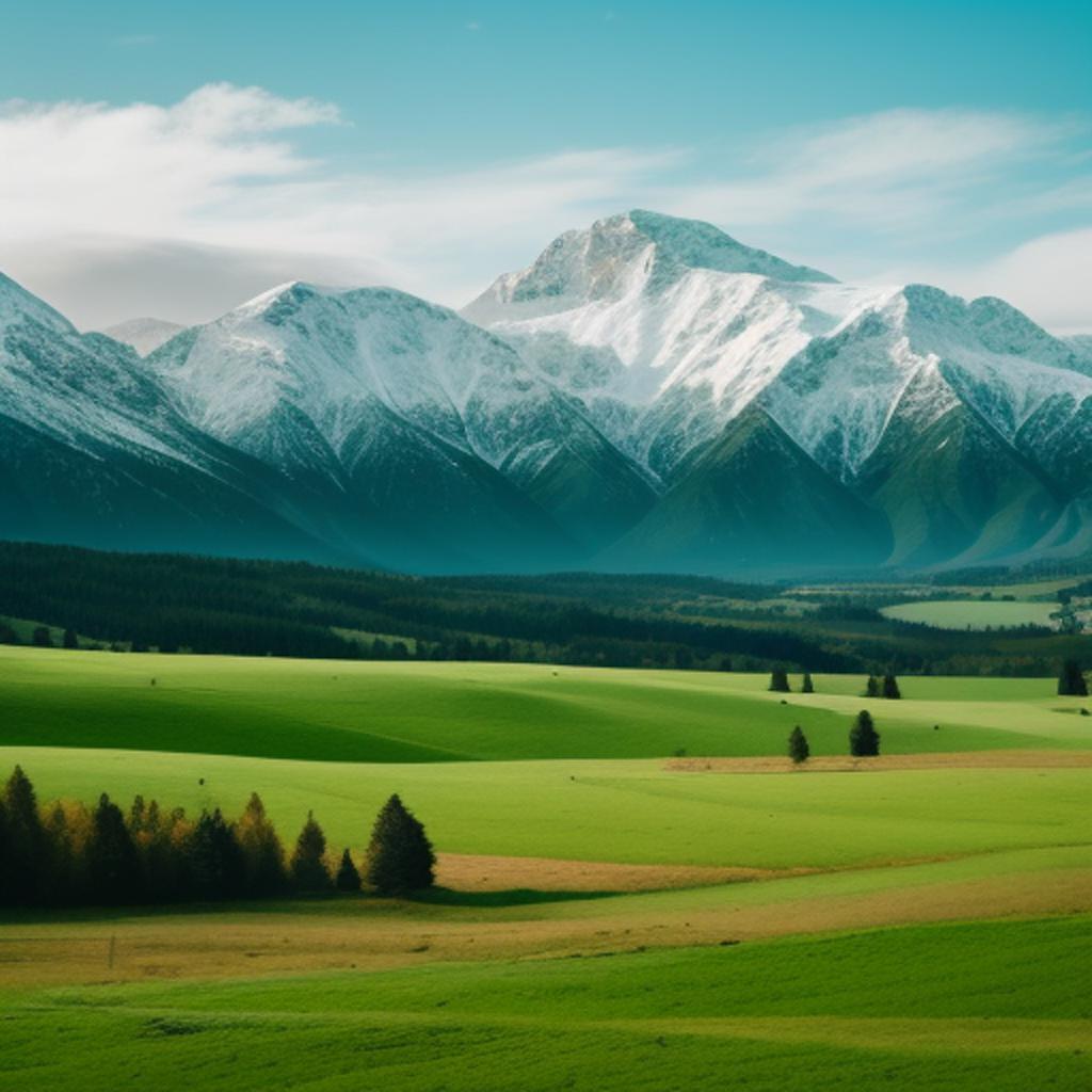 Green land with snow by @ai_generated