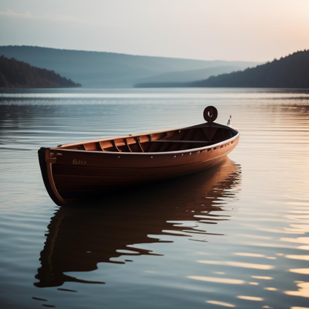 Boat on calm waters, by @ai_generated