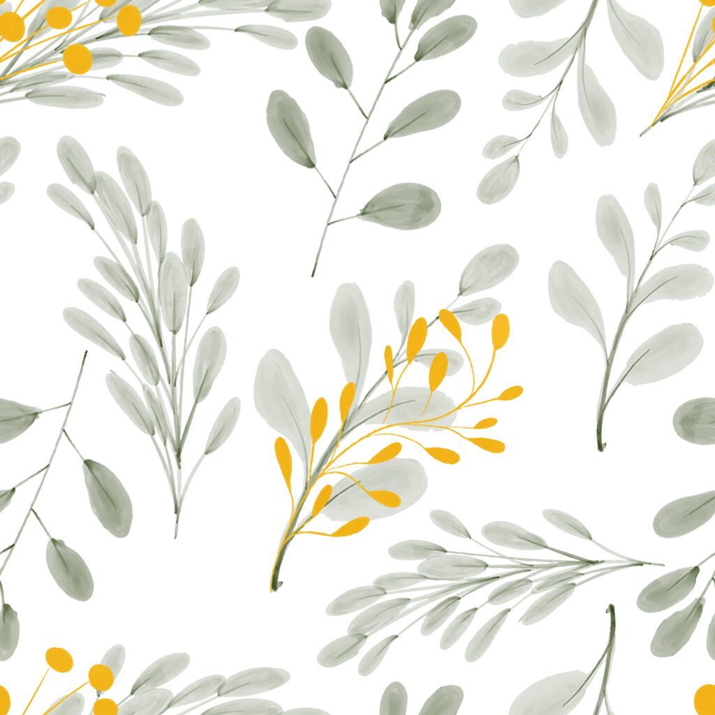 watercolor gold leaf foliage seamless pattern Free Vector