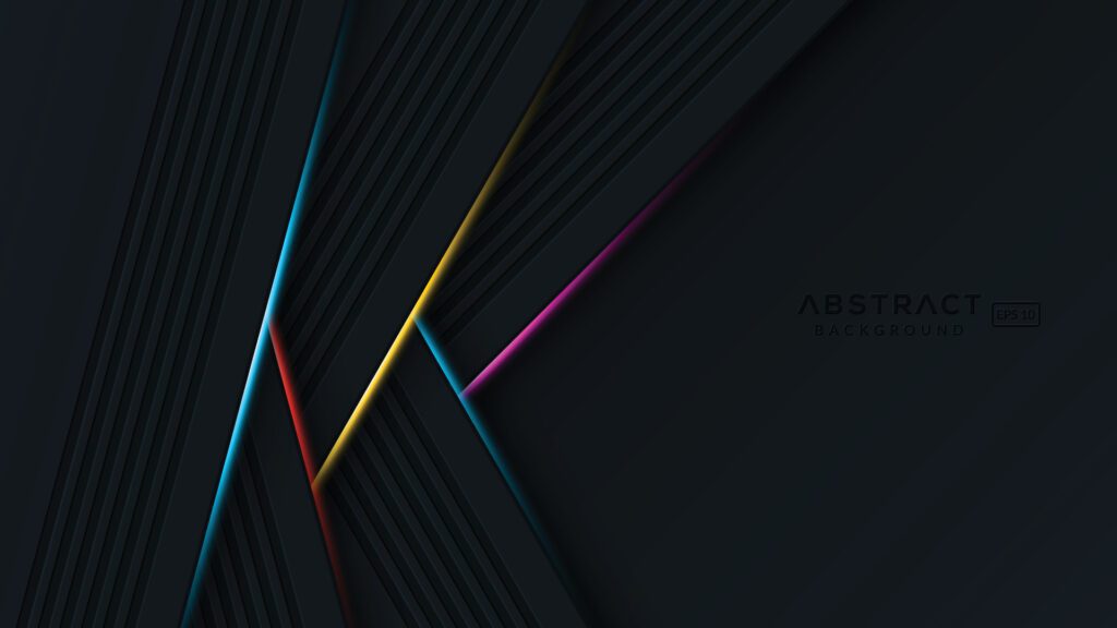 Luxury black abstract dimension background with colorful light Free Vector