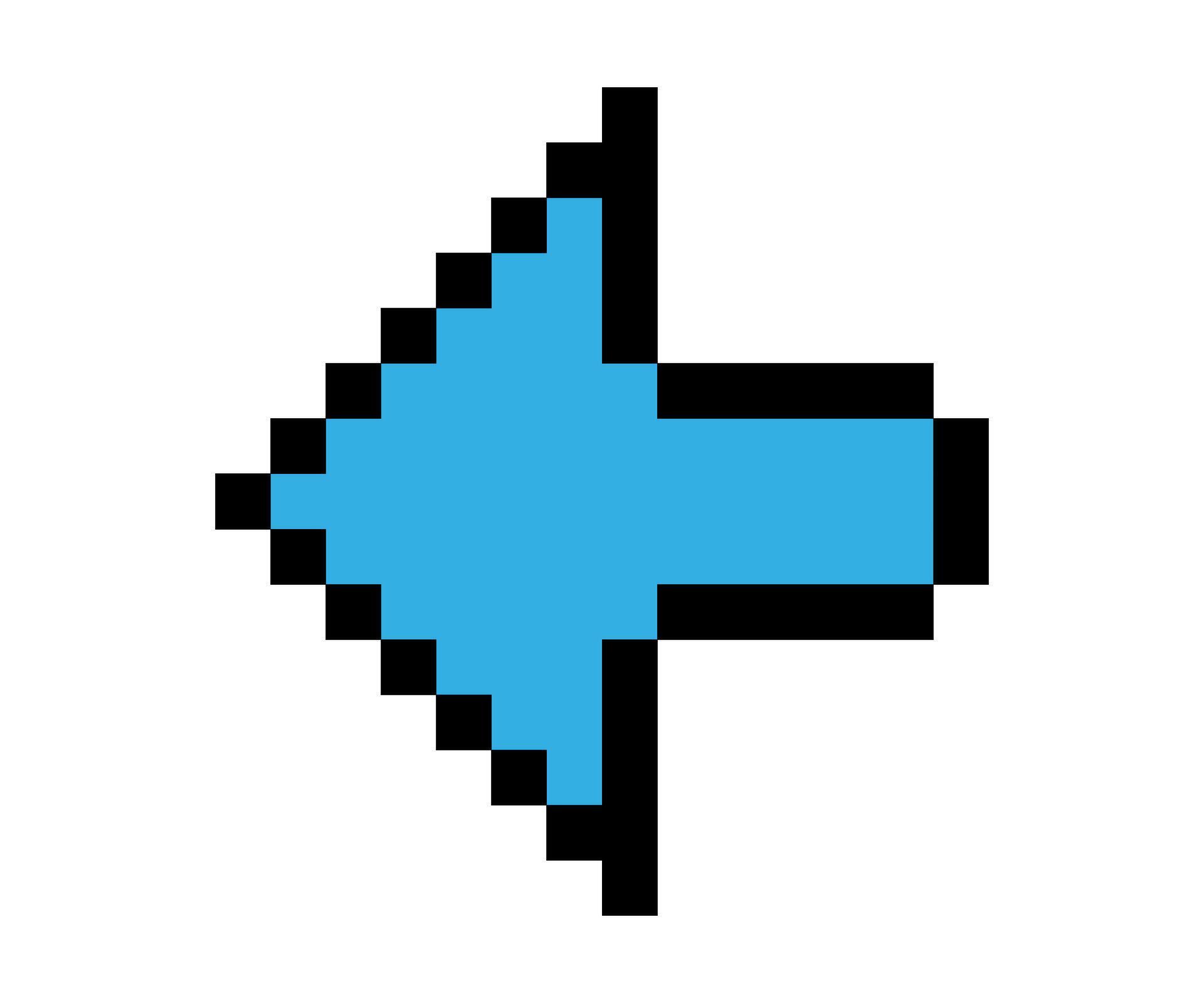 Arrow pixel art. Bright blue arrow. illustration for your design. Stock Free