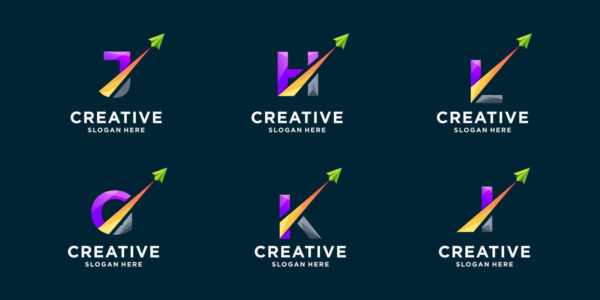 Set of gradient letter and arrow logo design Stock Free and Free SVG