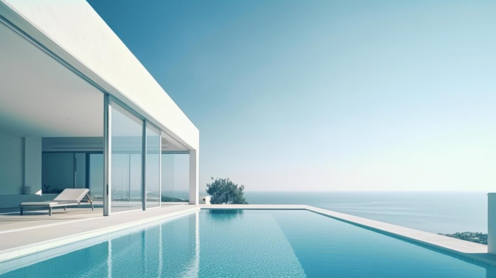 Luxury modern villa with pool. Illustration Stock Free