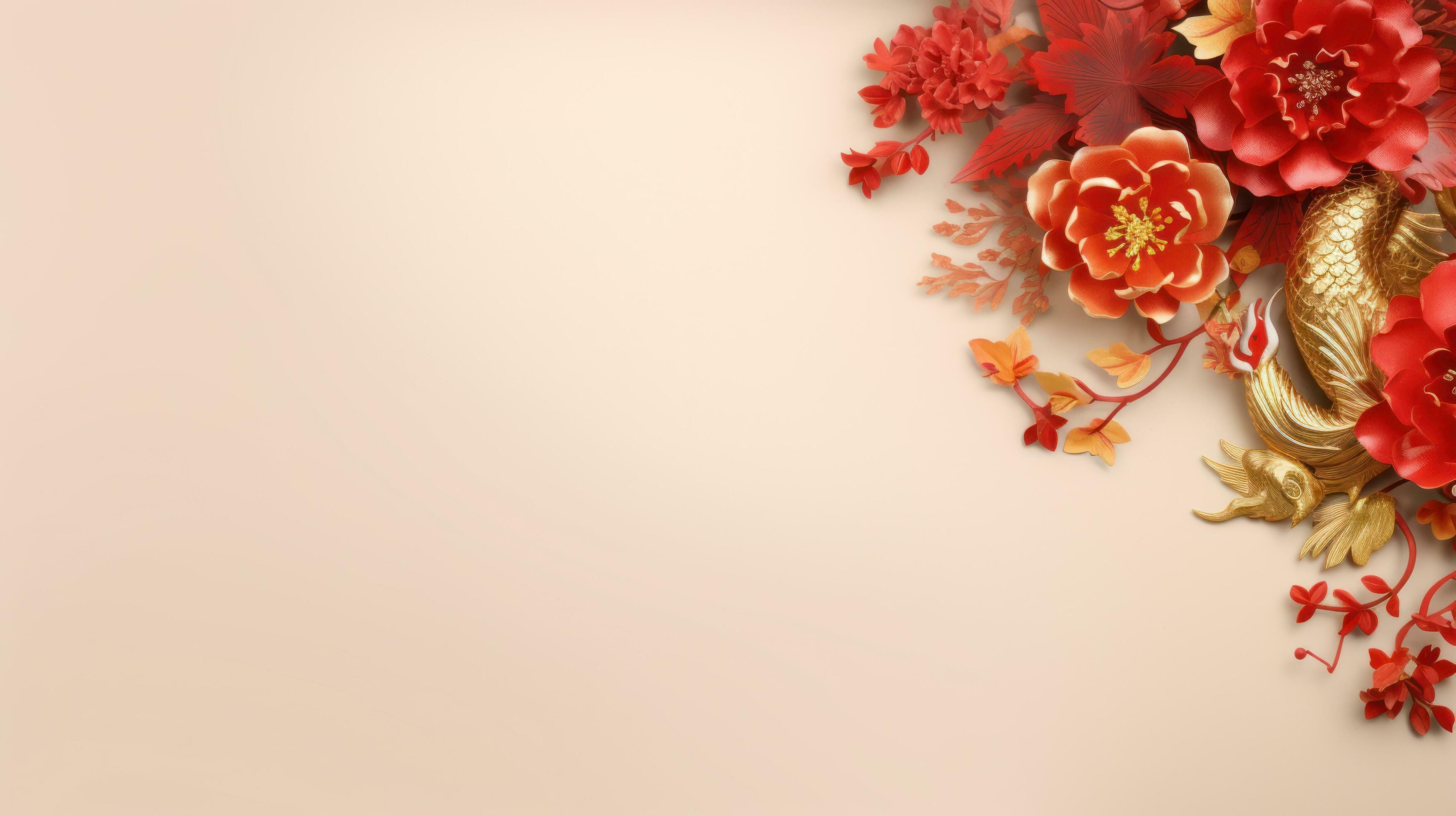 Chinese holiday background with flowers Stock Free