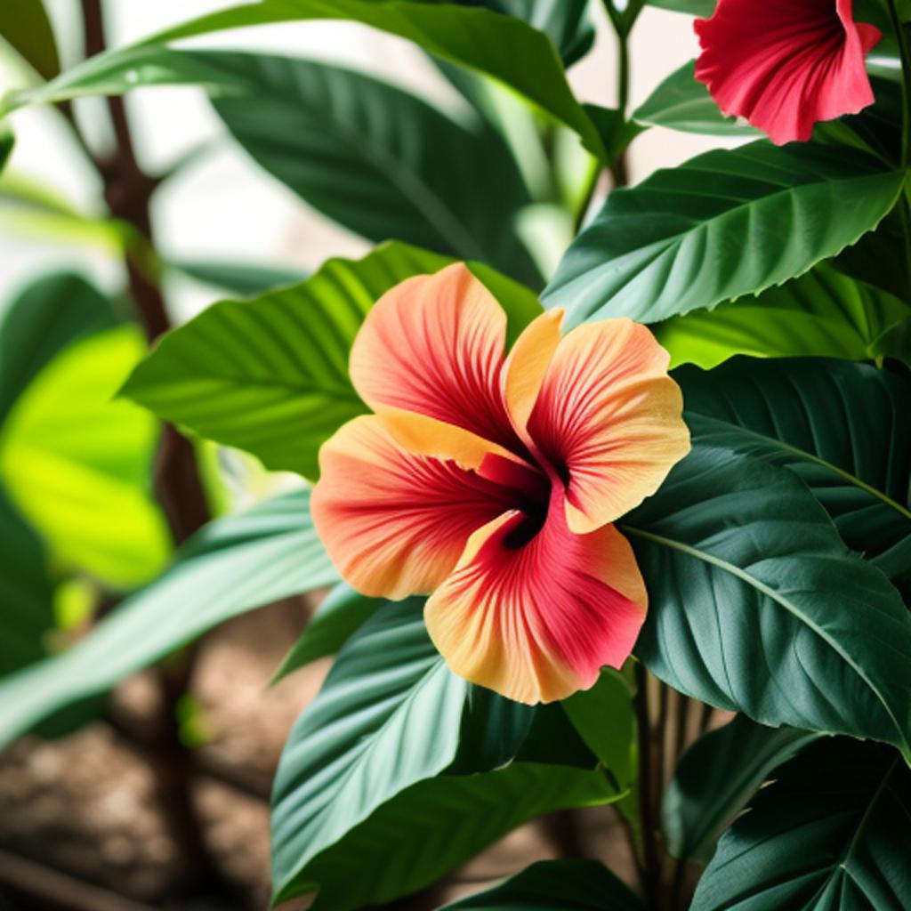 Hibiscus flower with leafes by @ai_generated