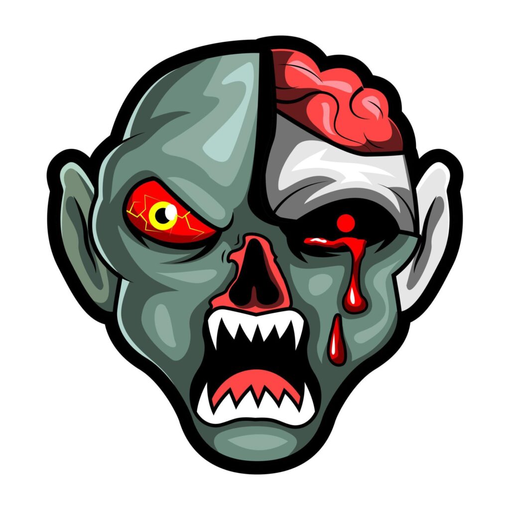 head zombie scary angry , mascot esports logo vector illustration Stock Free