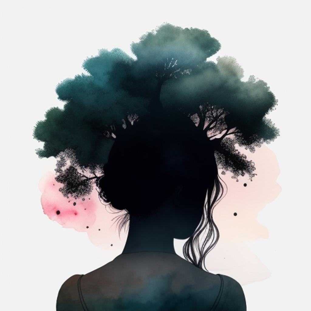 Chica, árbol nace de by @ai_generated