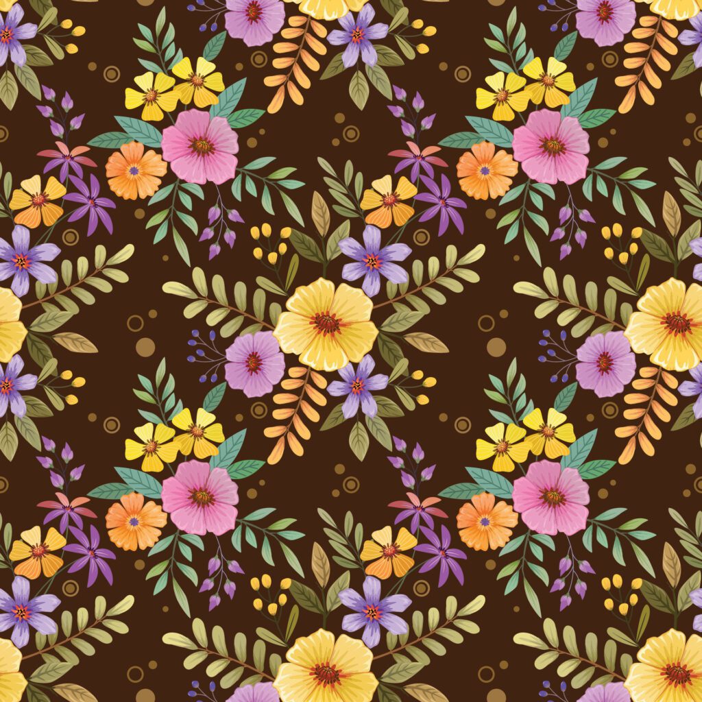 Beautiful blooming flowers on purple color background. Free Vector