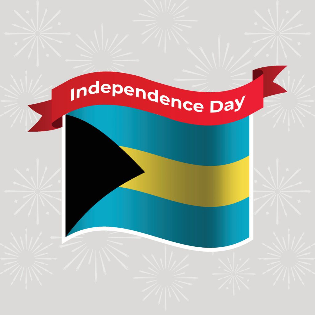 Bahamas Wavy Flag Independence Day Banner Background Free Vector