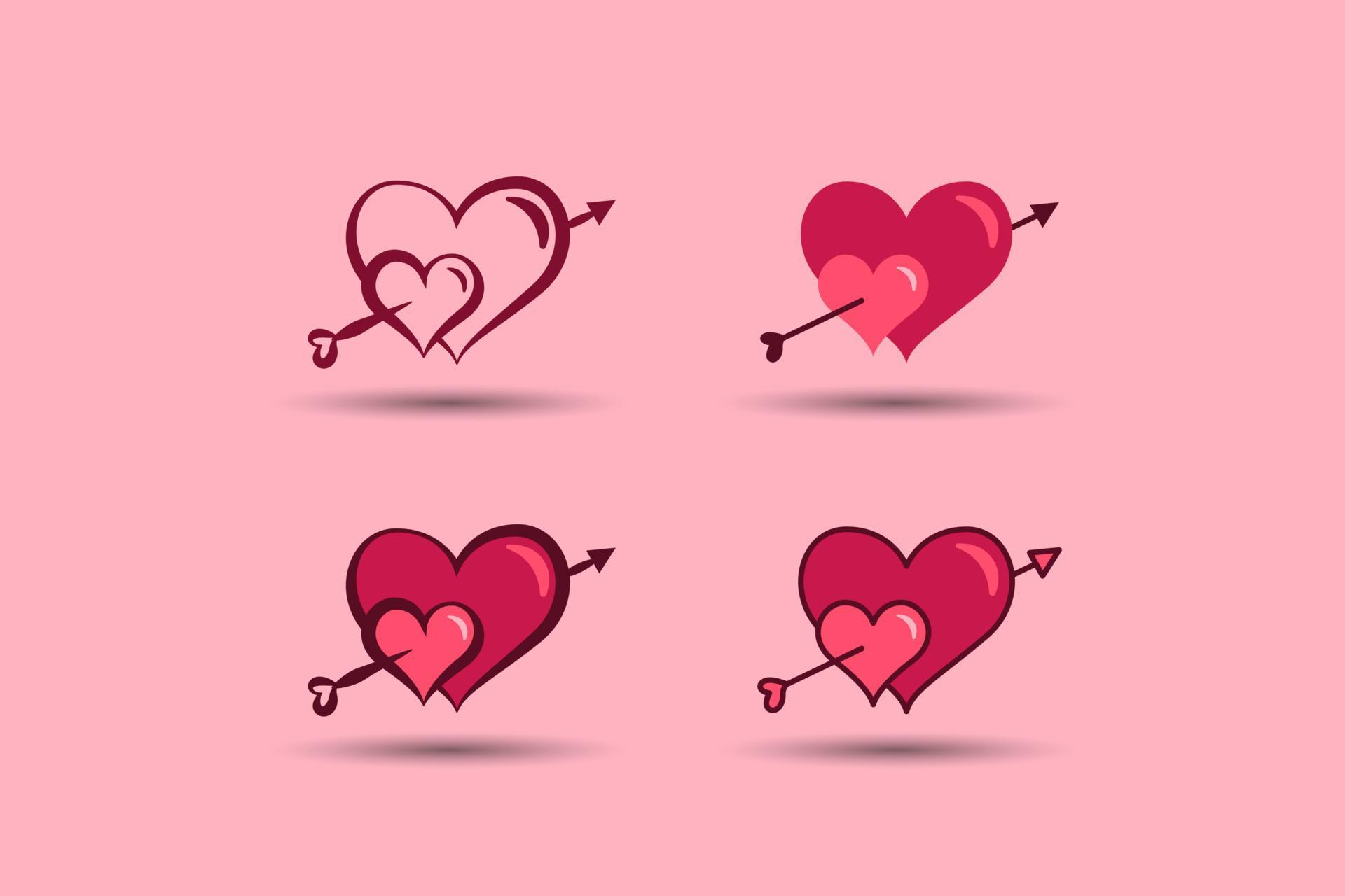 valentines day element. Pink love with arrows. Vector illustration Stock Free