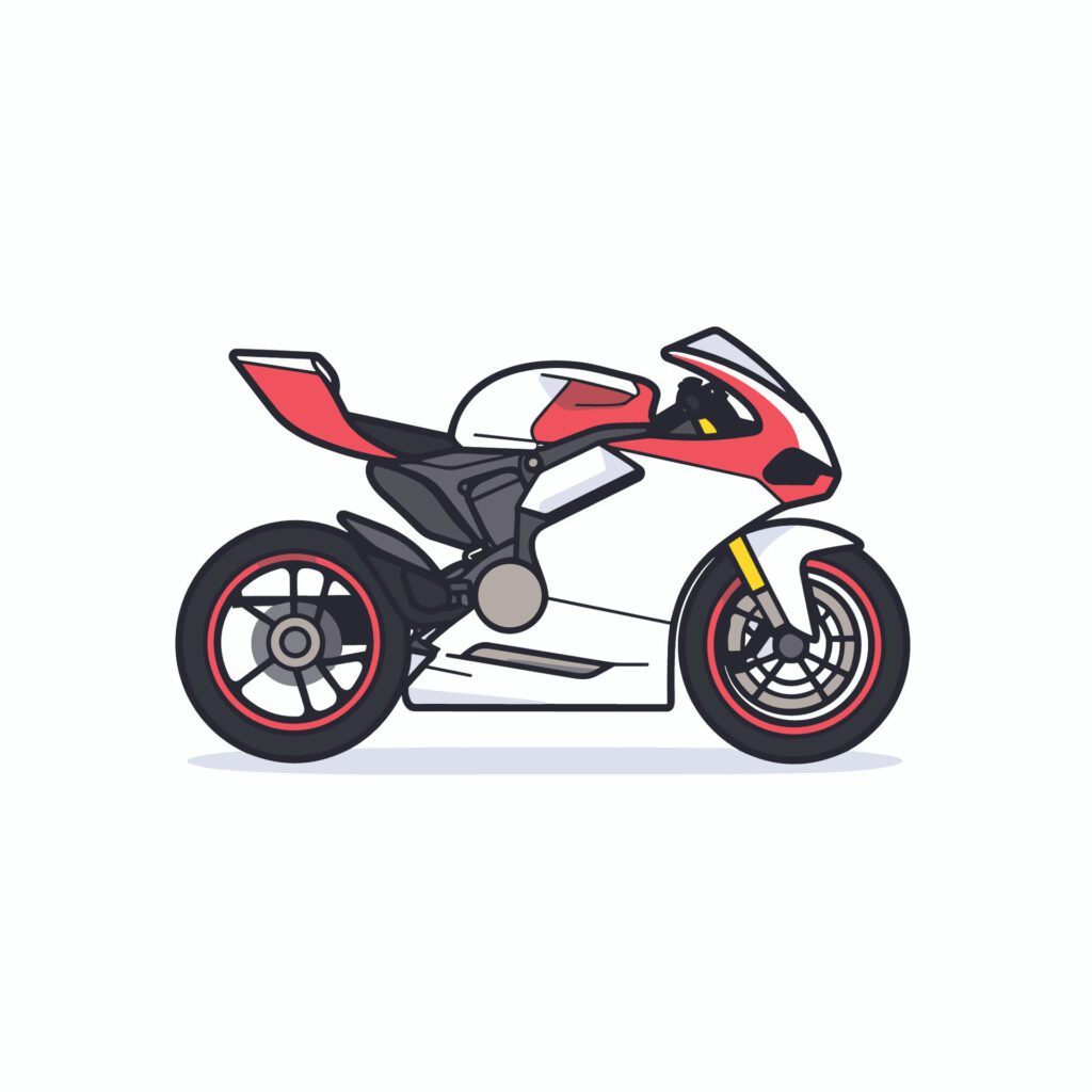 Flat cartoon illustration of motorbike isolated on white background Free Vector