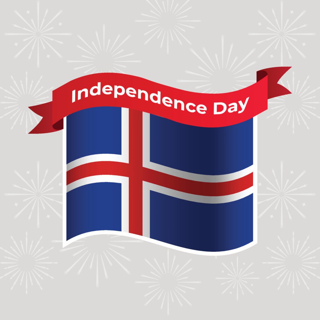 Iceland Wavy Flag Independence Day Banner Background Free Vector