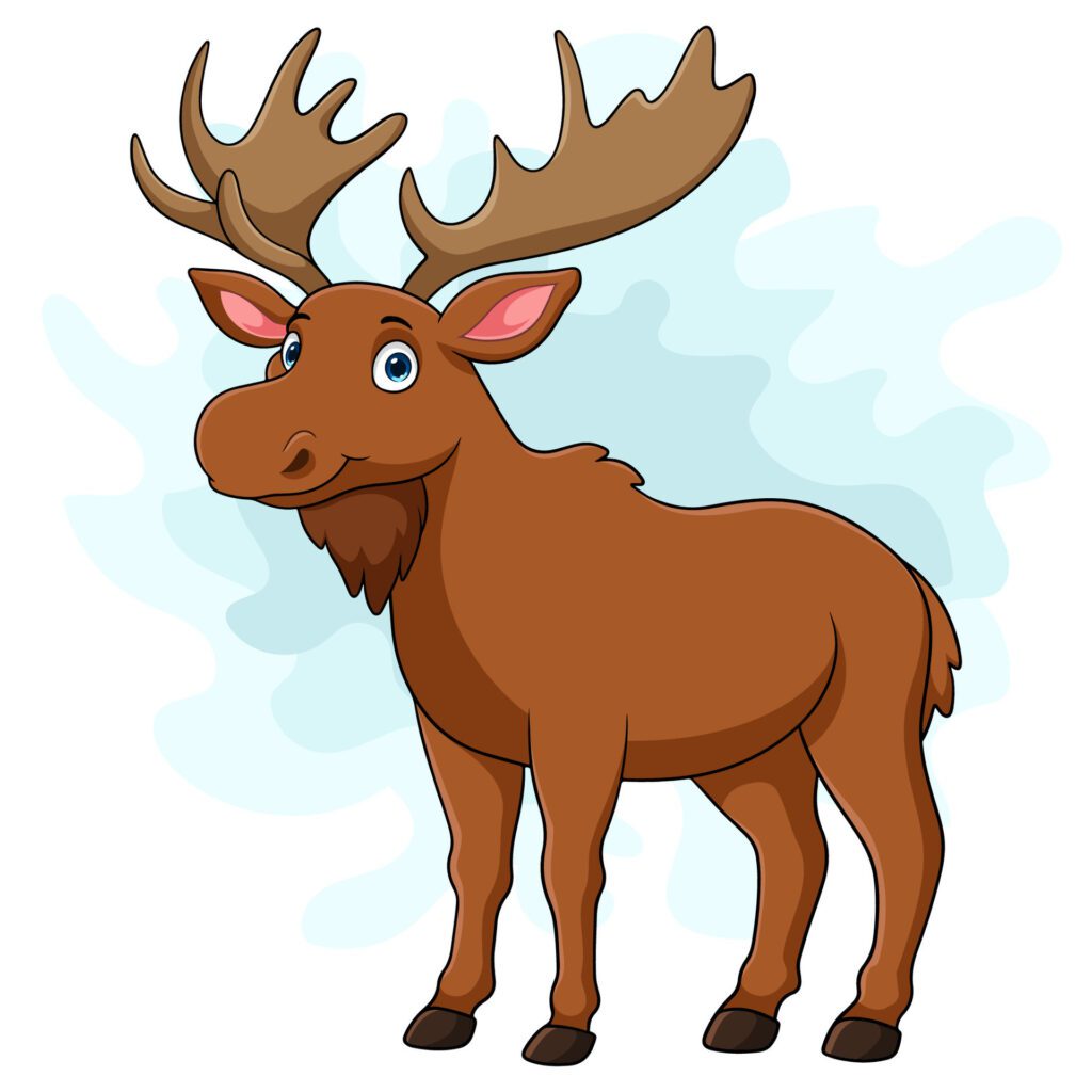 Cartoon moose on white background Free Vector