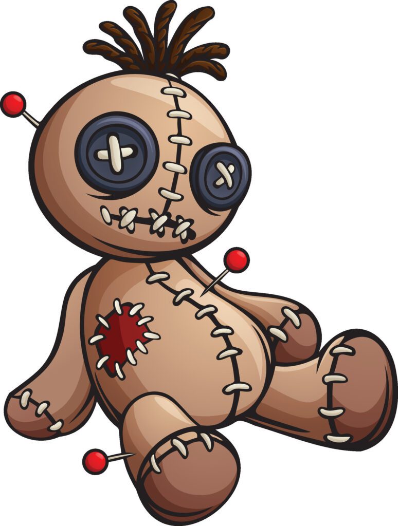 Cartoon voodoo doll isolated on white background Free Vector