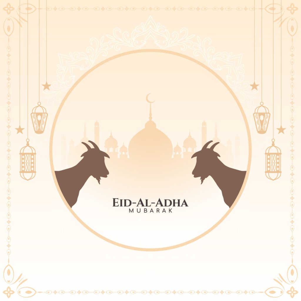 Eid al adha mubarak muslim festival decorative background Free Vector