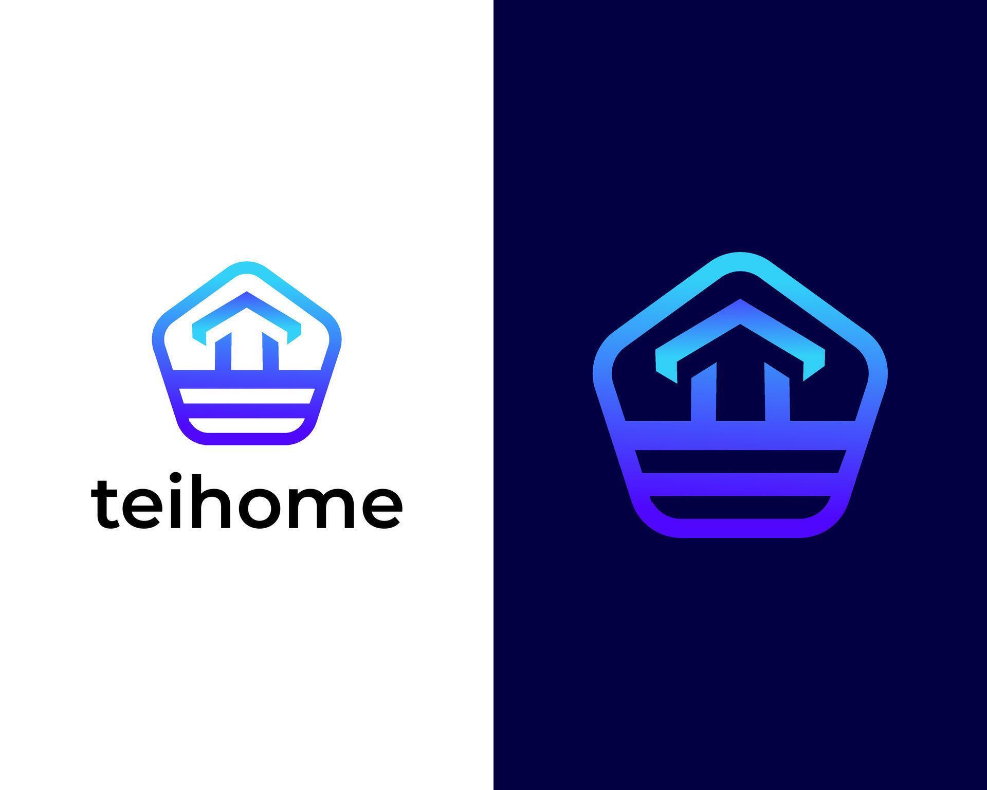 Modern colorful Home with arrow icon modern business and app logo design template Stock Free