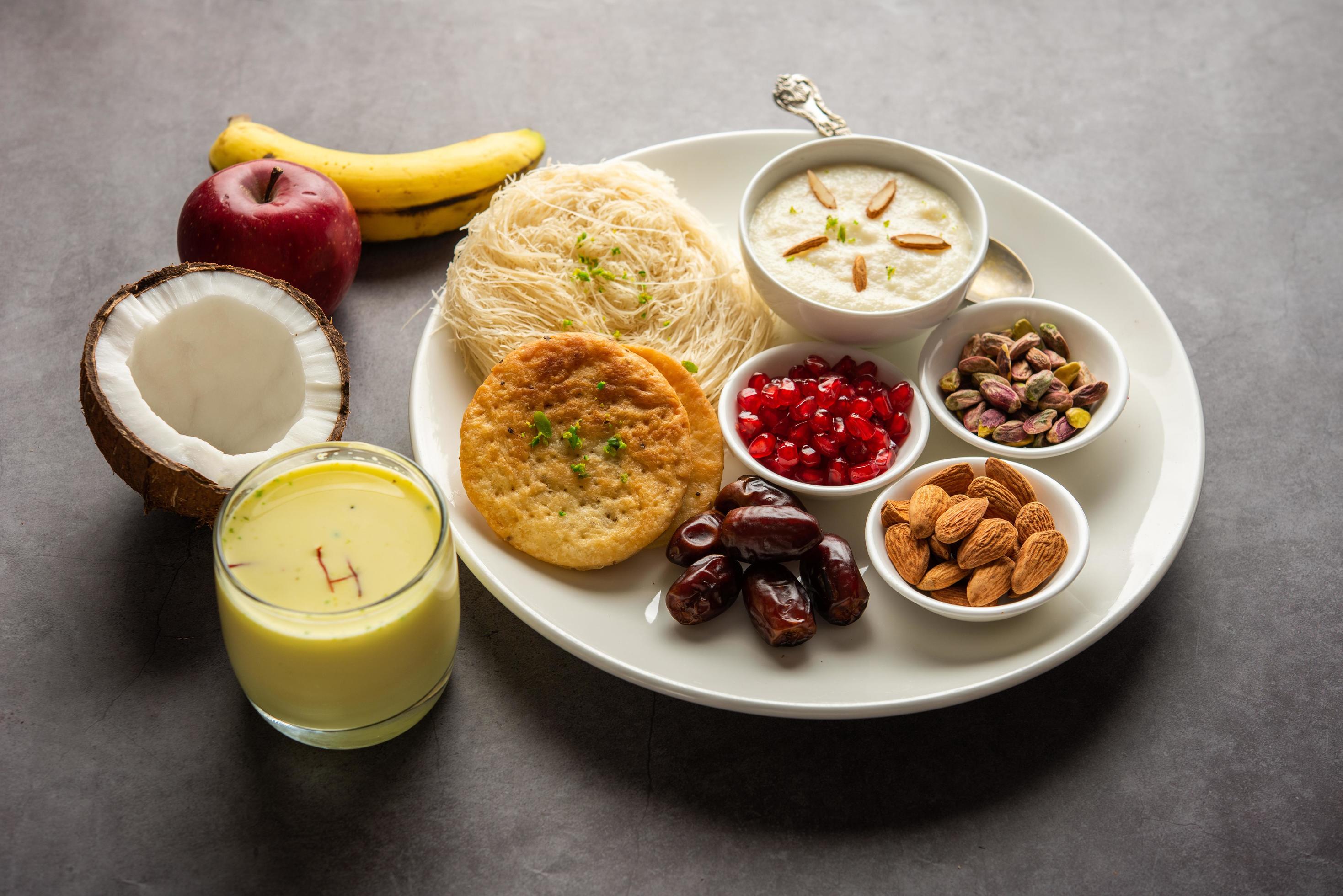 Sargi – Karwa Chauth breakfast menu before starting fasting or upwas on karva chauth, Indian food Stock Free