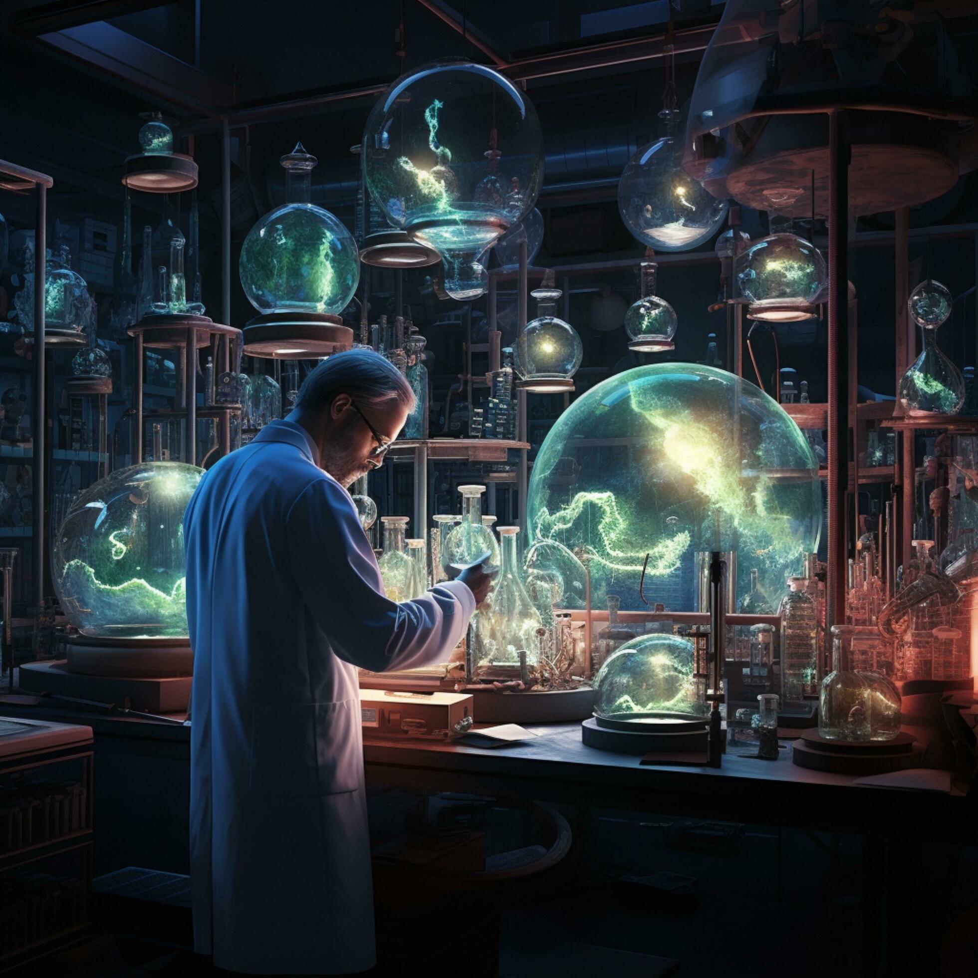 scientist in the laboratory illustration Stock Free