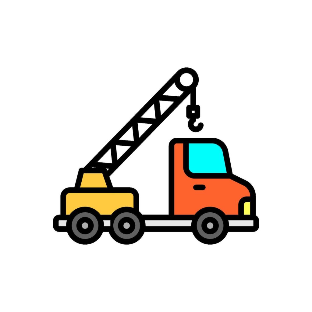 colored line icon of tow truck, isolated background Stock Free