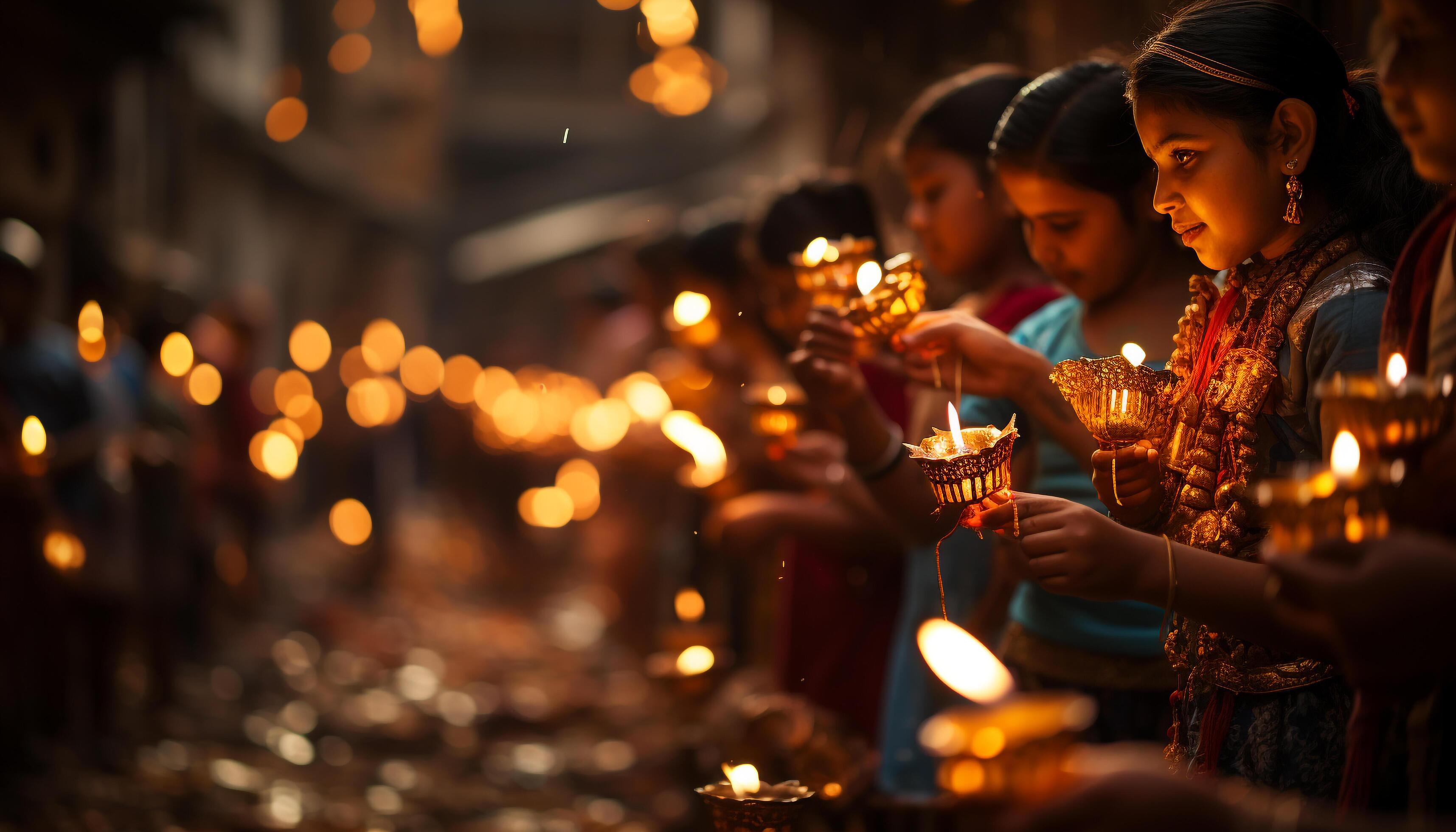 AI generated Family celebrating Christmas with candlelight, warmth, and joyful togetherness generated by AI Stock Free