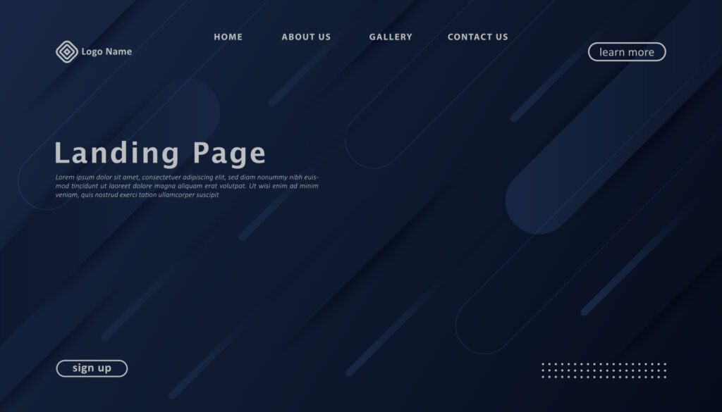 Abstract geometric gradient landing page template modern design Free Vector