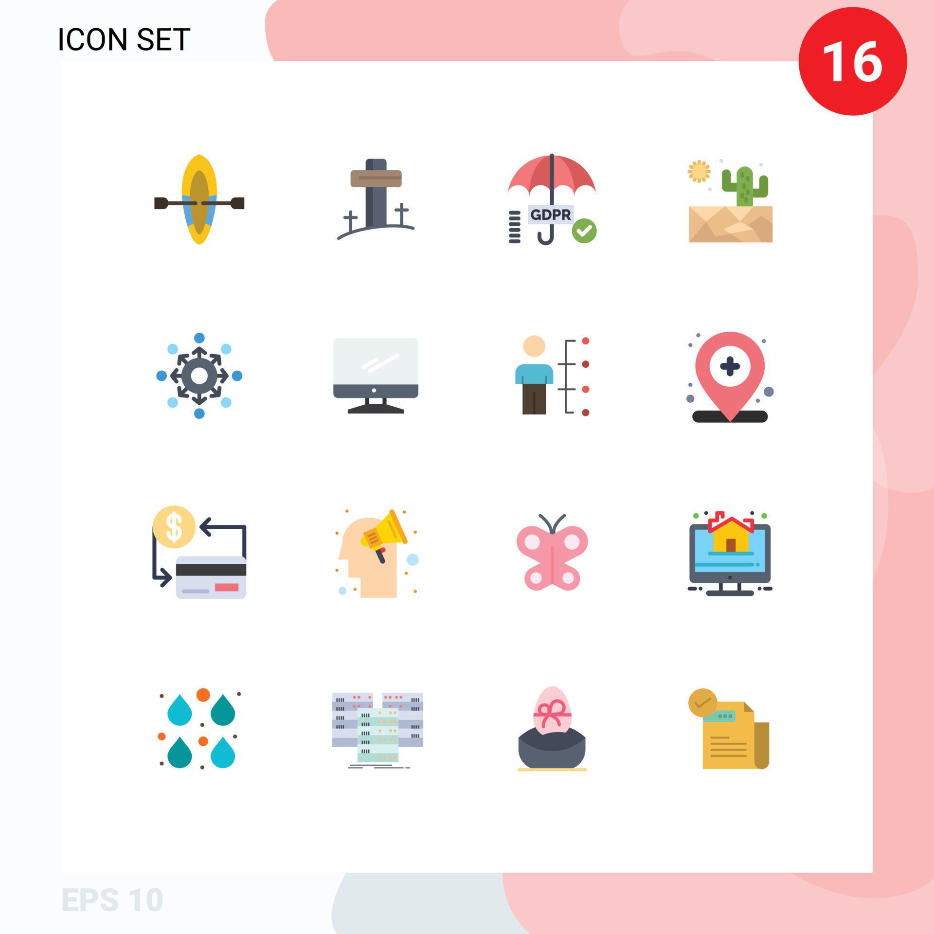 16 Flat Color concept for Websites Mobile and Apps team arrow security network sun Editable Pack of Creative Vector Design Elements Stock Free