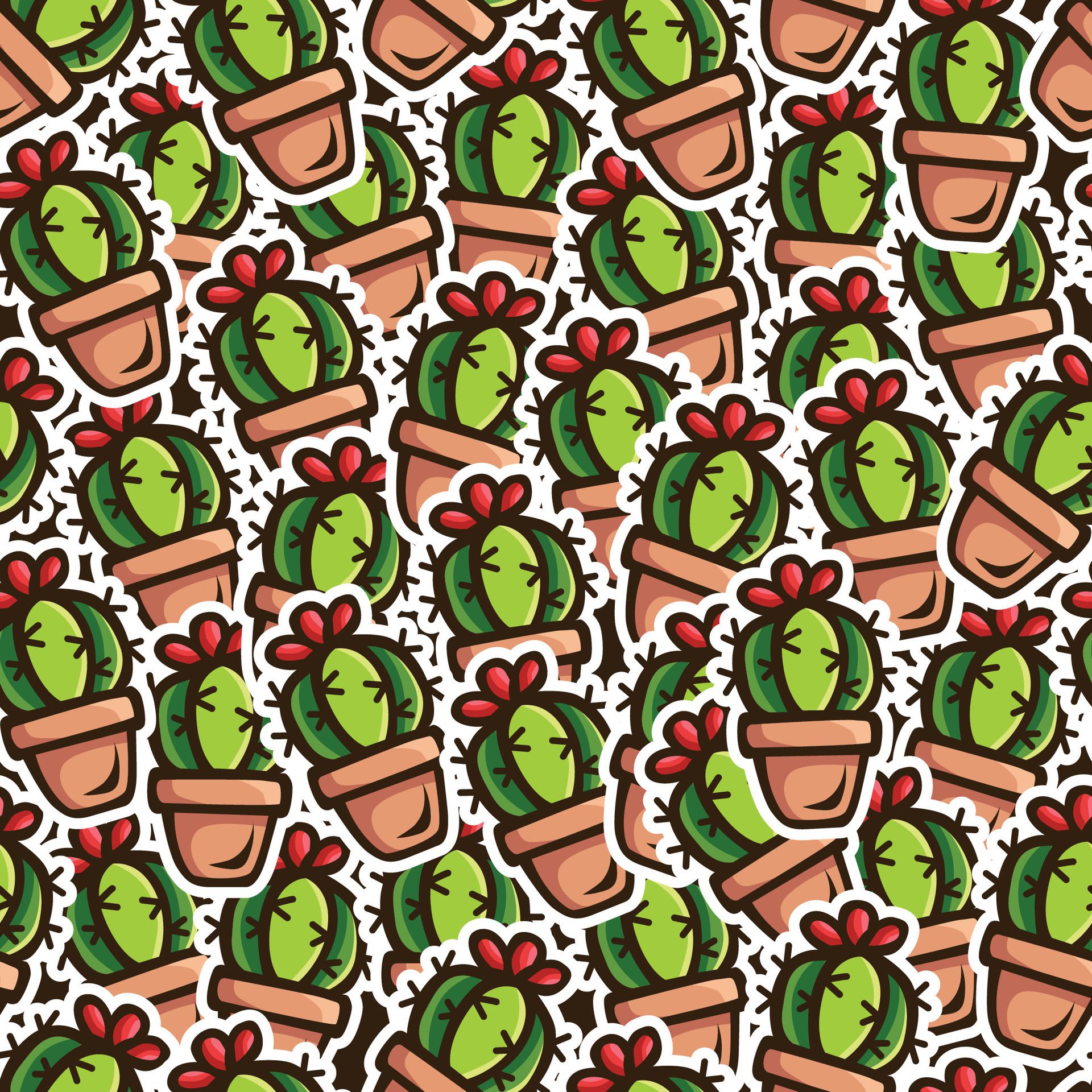 cactus doodle seamless pattern design Free Vector