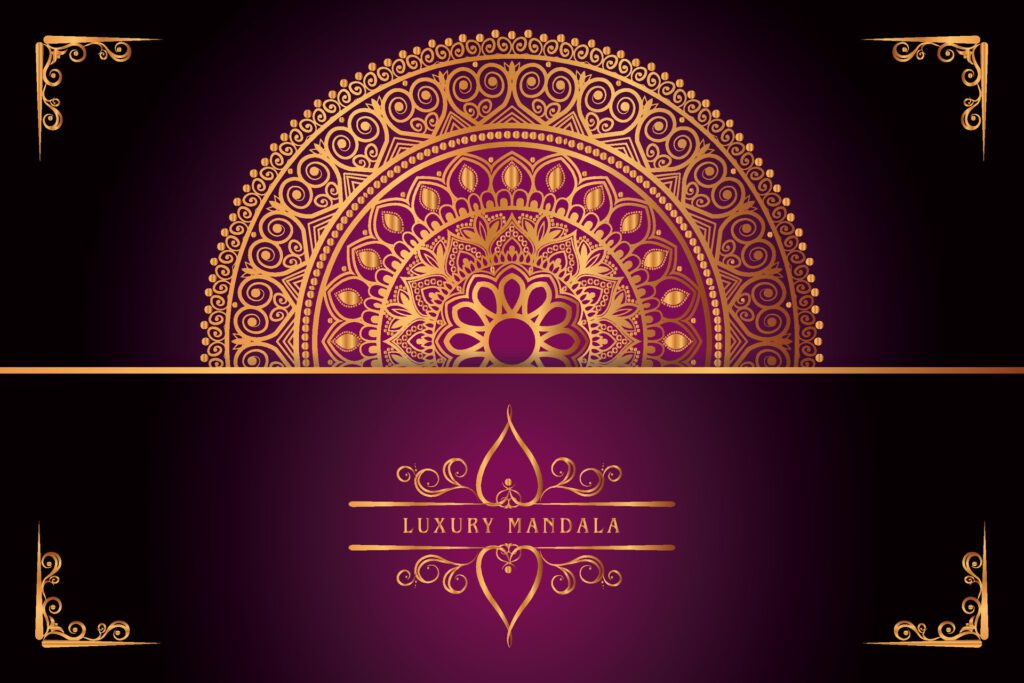 golden mandala design with gradients background Free Vector