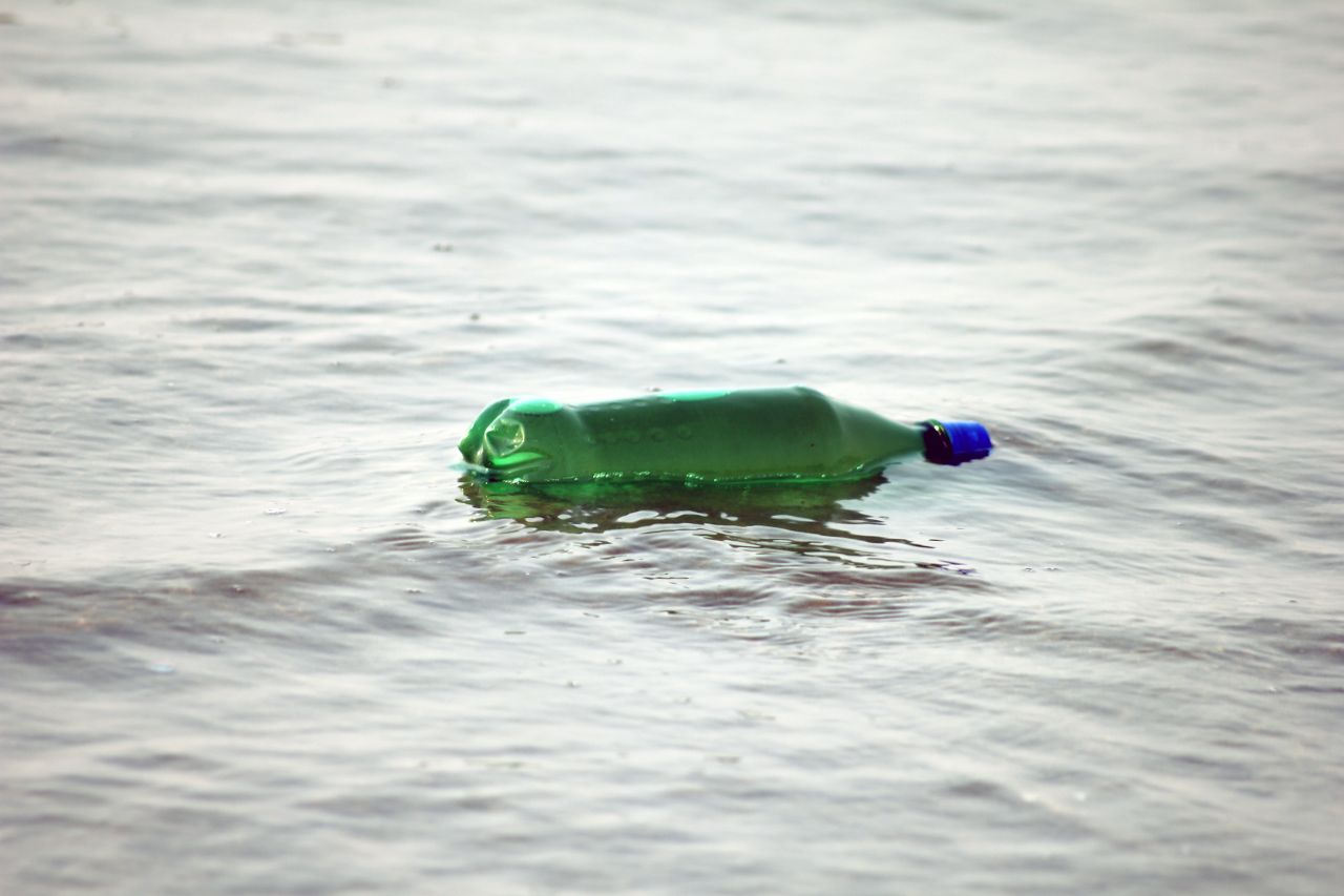 Bottle Floating Sea Stock Free