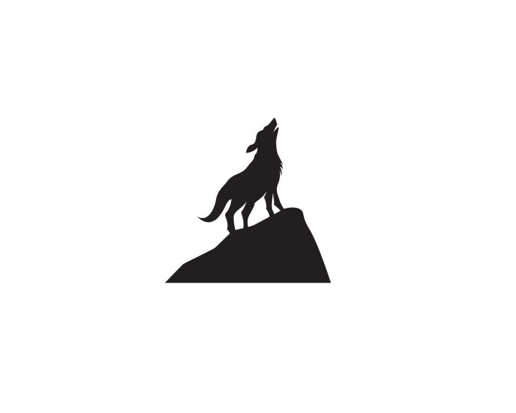 Wolf night black logo and symbol vector Stock Free