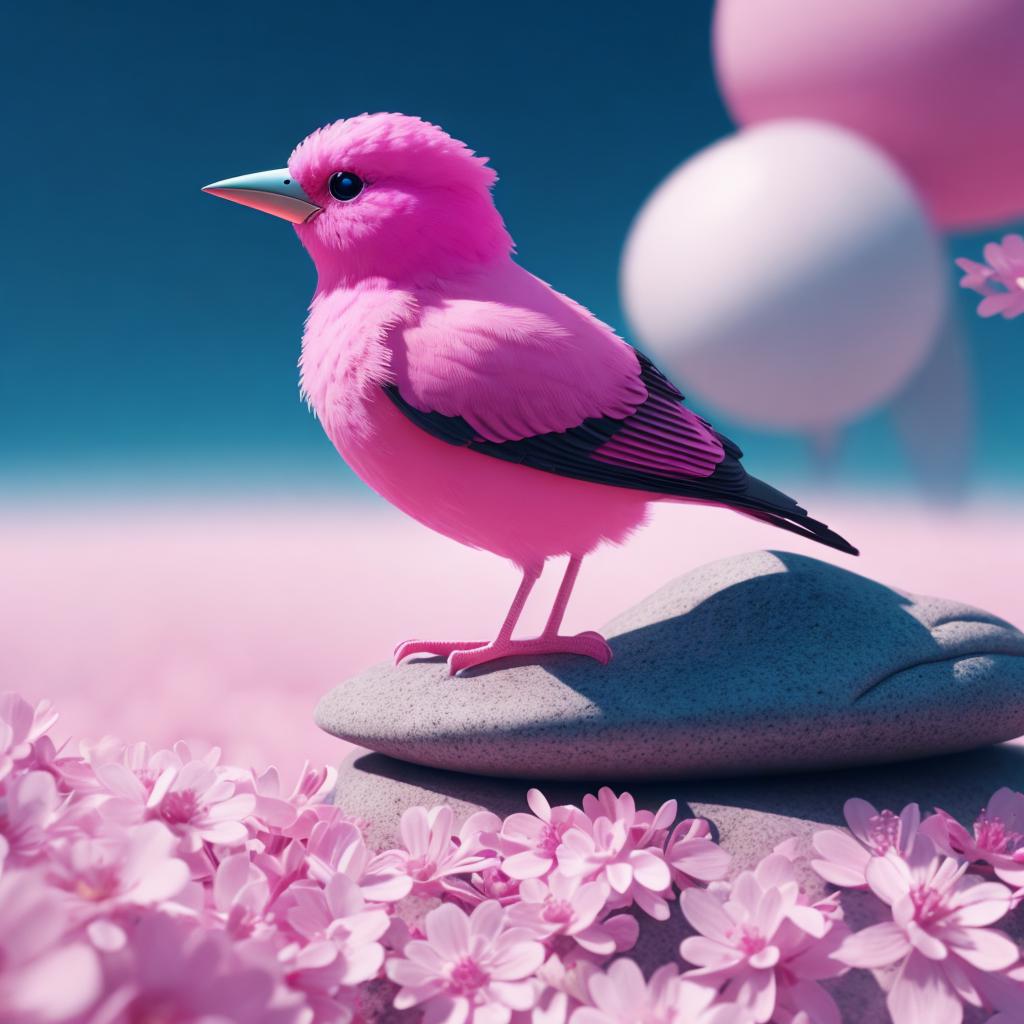 Tiny Pink bird Fantasy,octane by @ai_generated