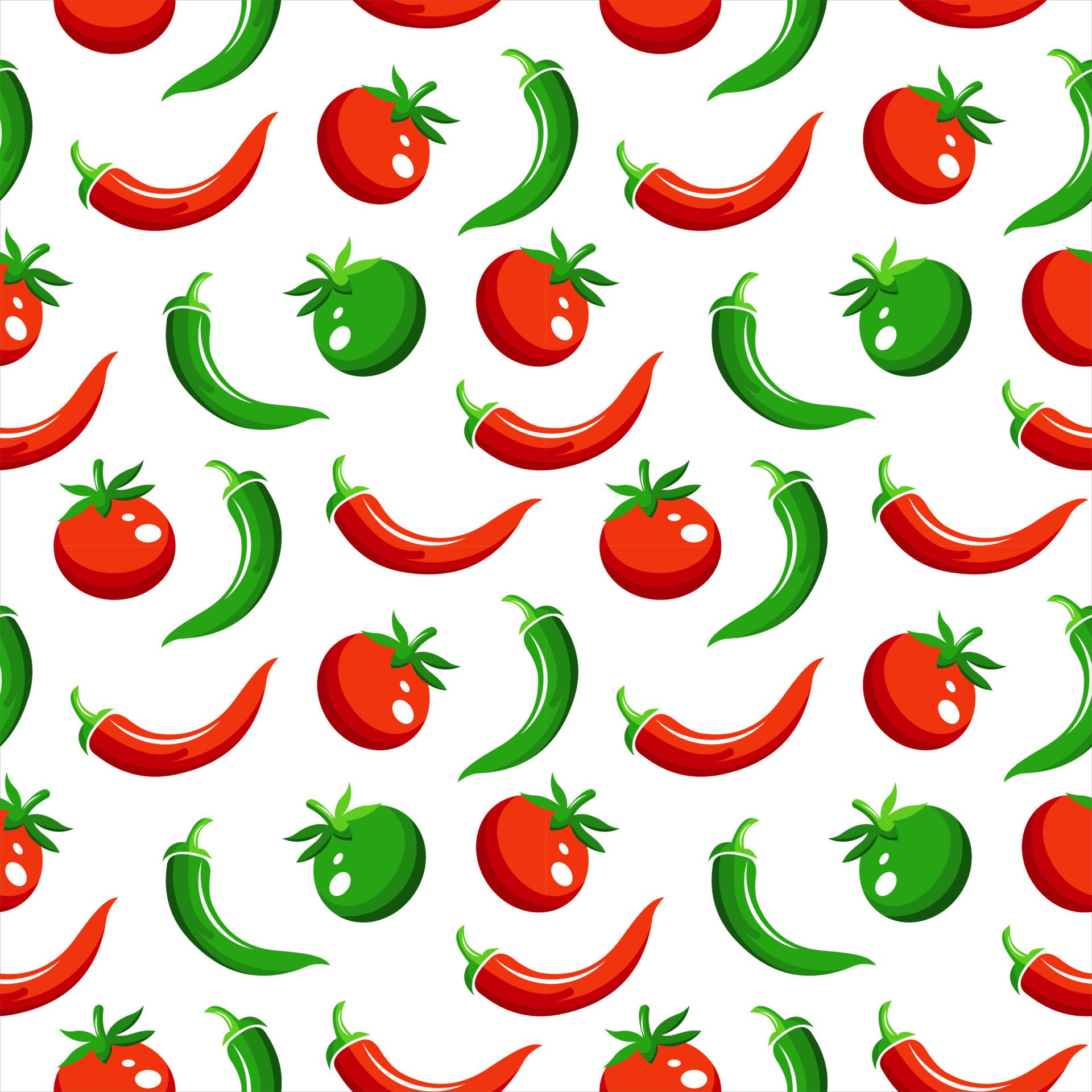 Cartoon chili and tomato seamless pattern Free Vector