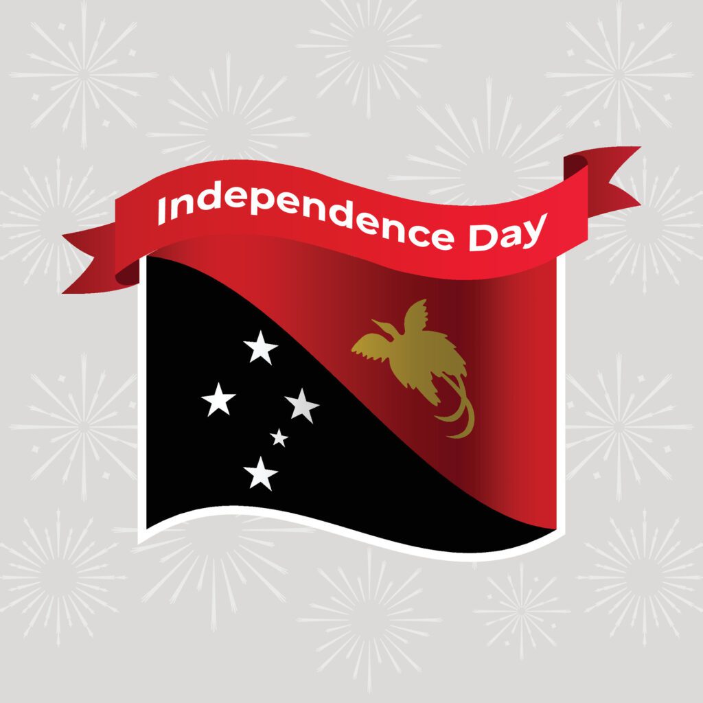 Papua New Guinea Wavy Flag Independence Day Banner Background Free Vector