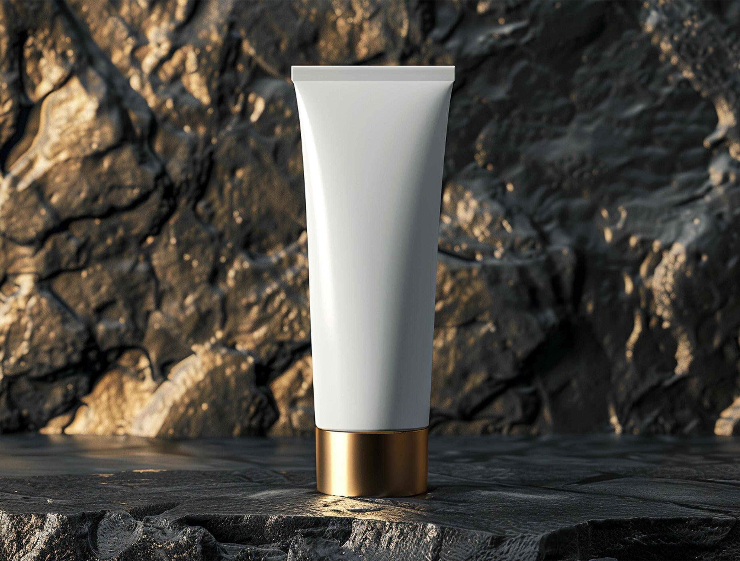 3D blank cosmetic bottle with luxury background for mockup Stock Free