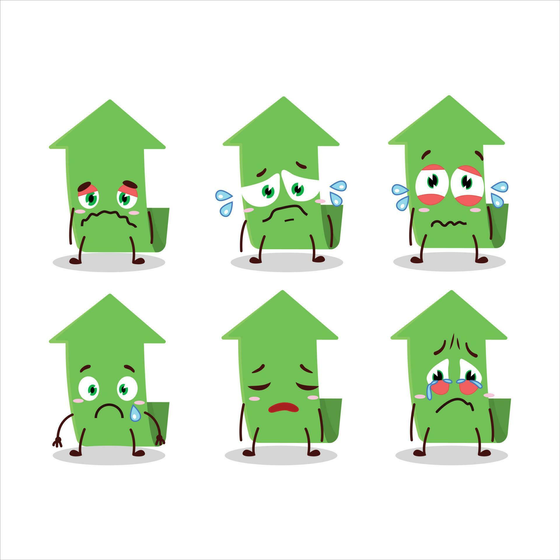 Arrow up cartoon character with sad expression Stock Free