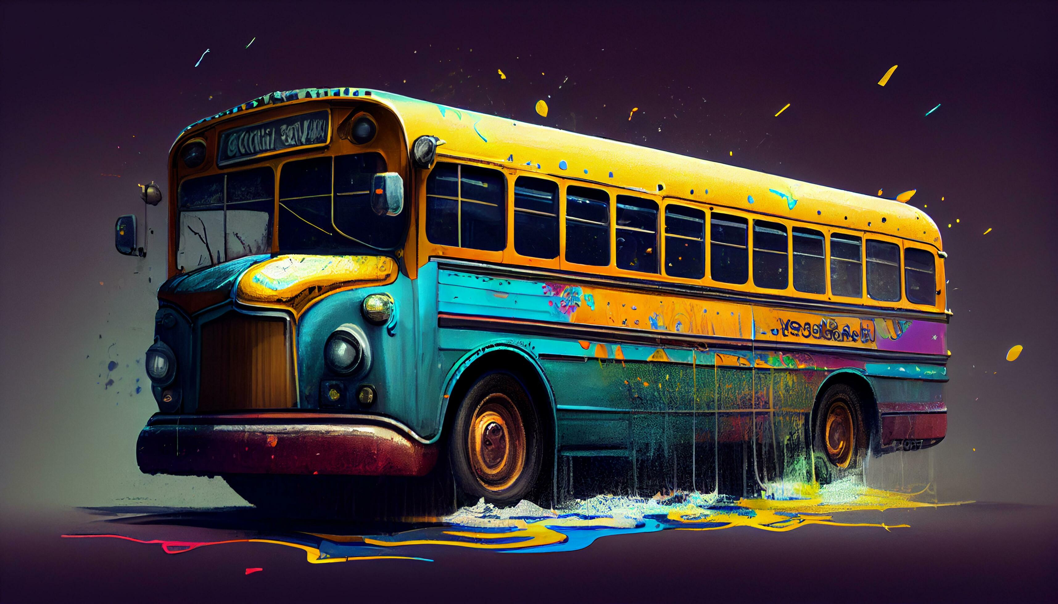 School bus transportation, a yellow land vehicle ,generative AI Stock Free