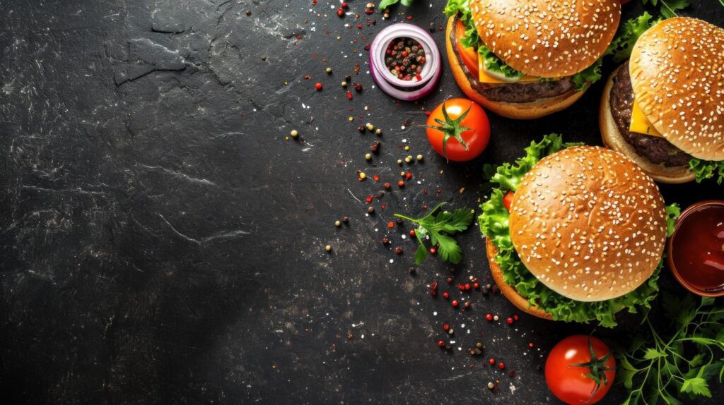 beautuful burger background with copy space Free Photo