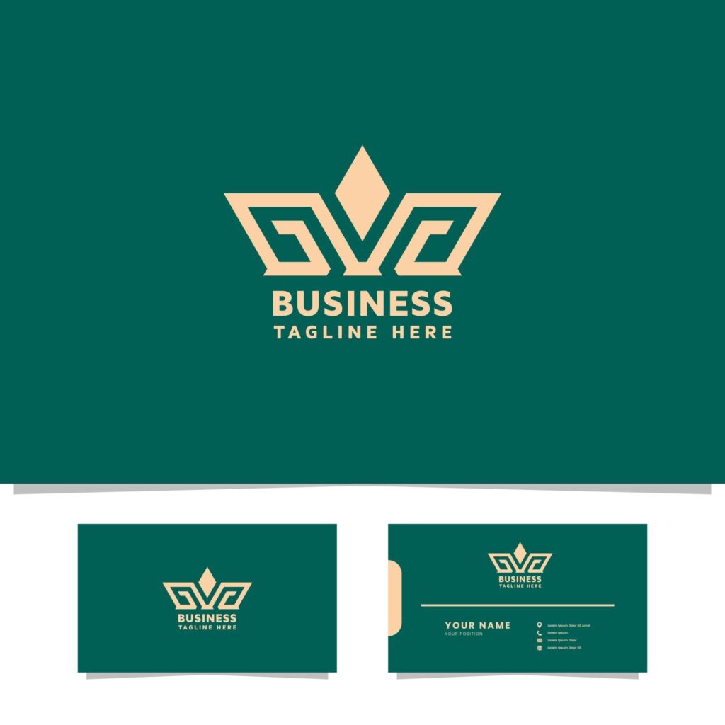 Simple and minimalist crown logo with business card template Stock Free