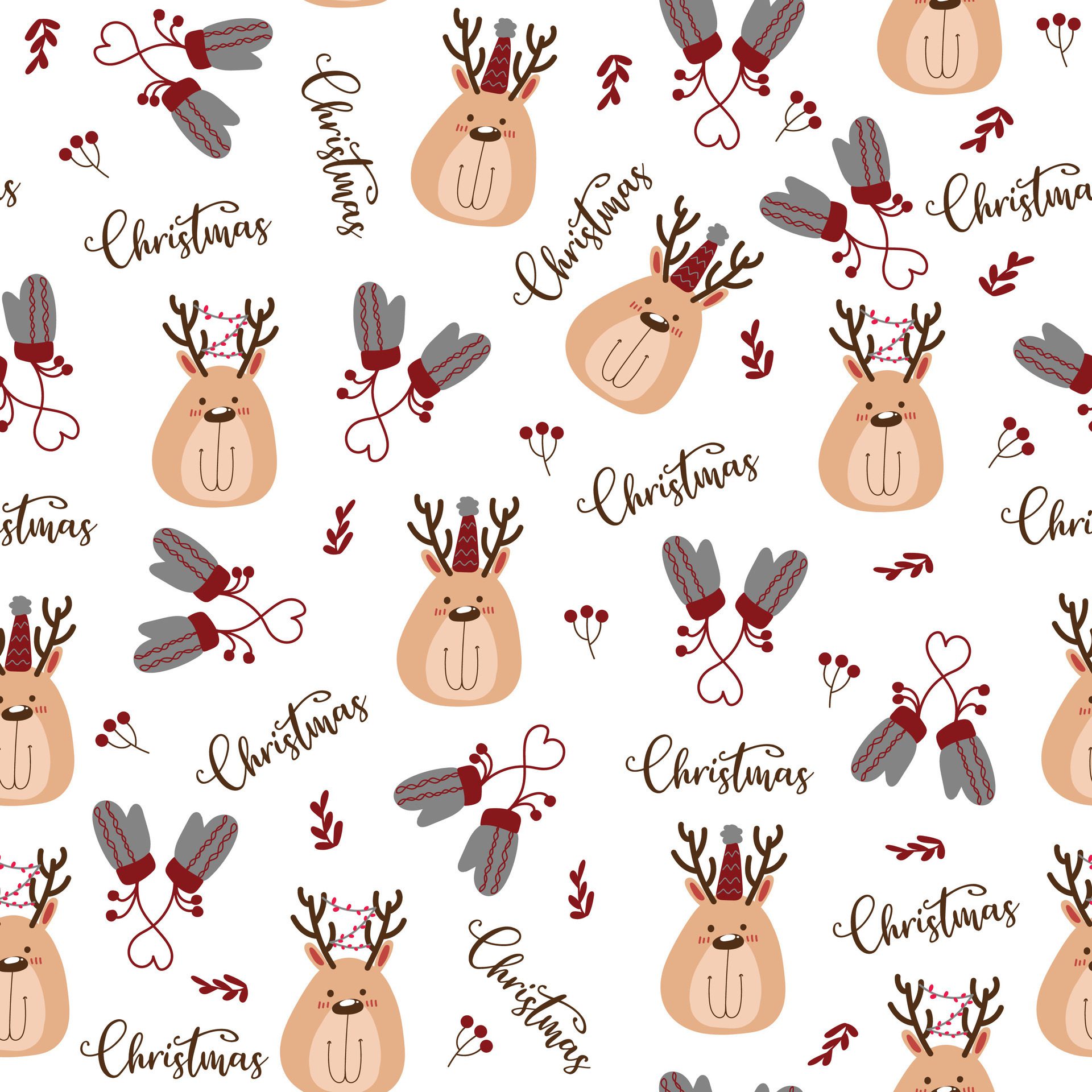 Seamless pattern background with merry Christmas icon. Free Vector