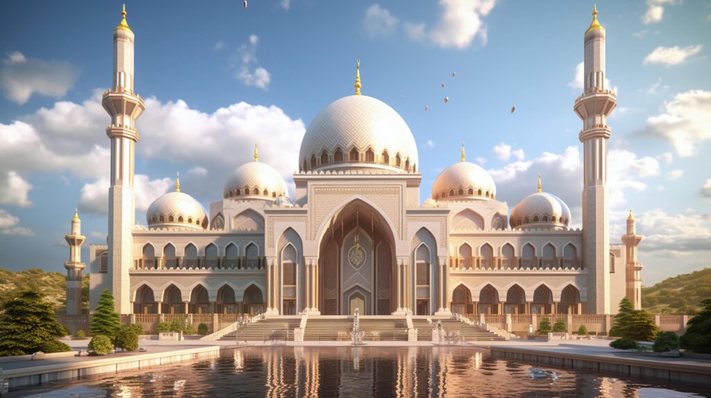 Amazing mosque with blue sky, Technology Stock Free