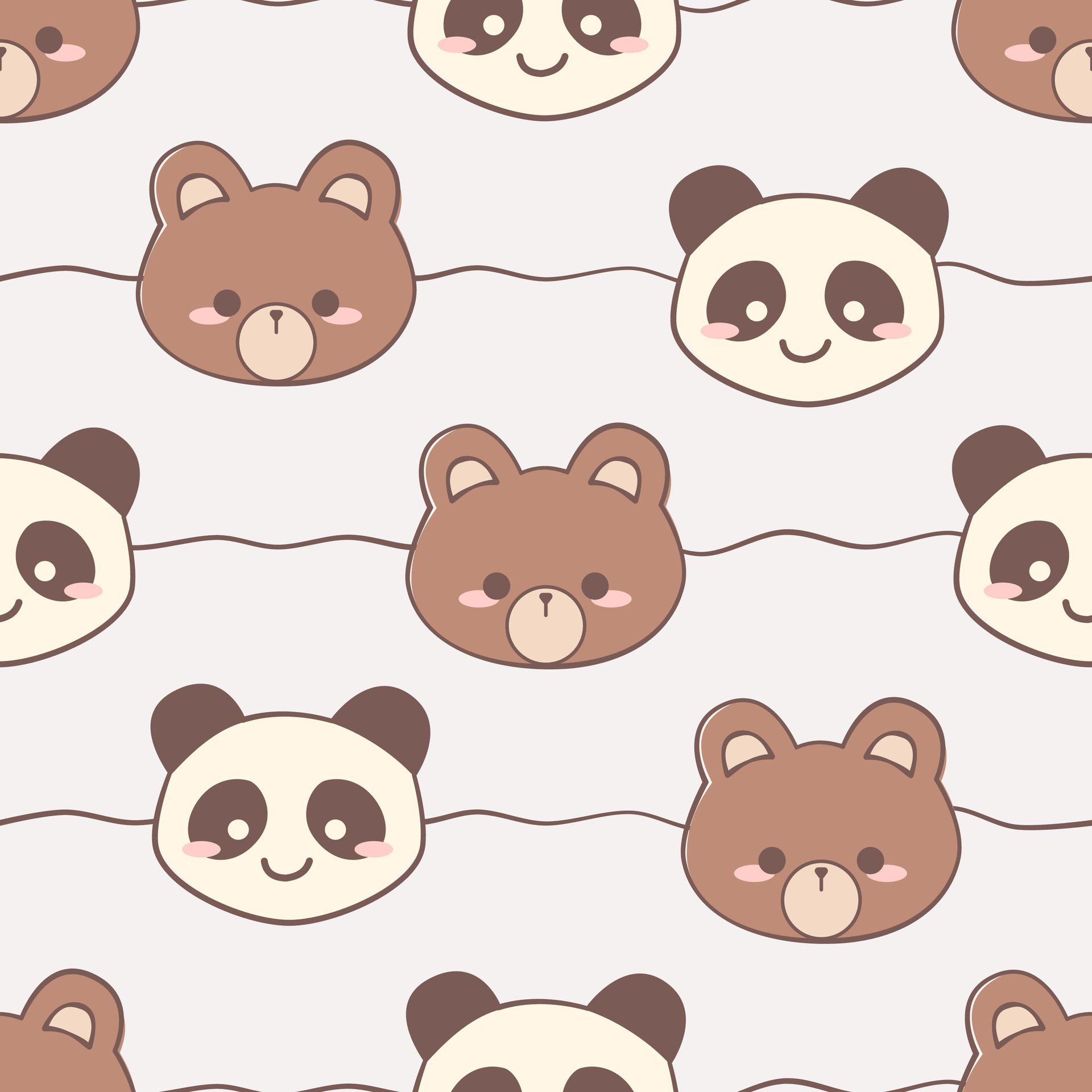 Cute Panda and Bear Seamless Pattern Free Vector