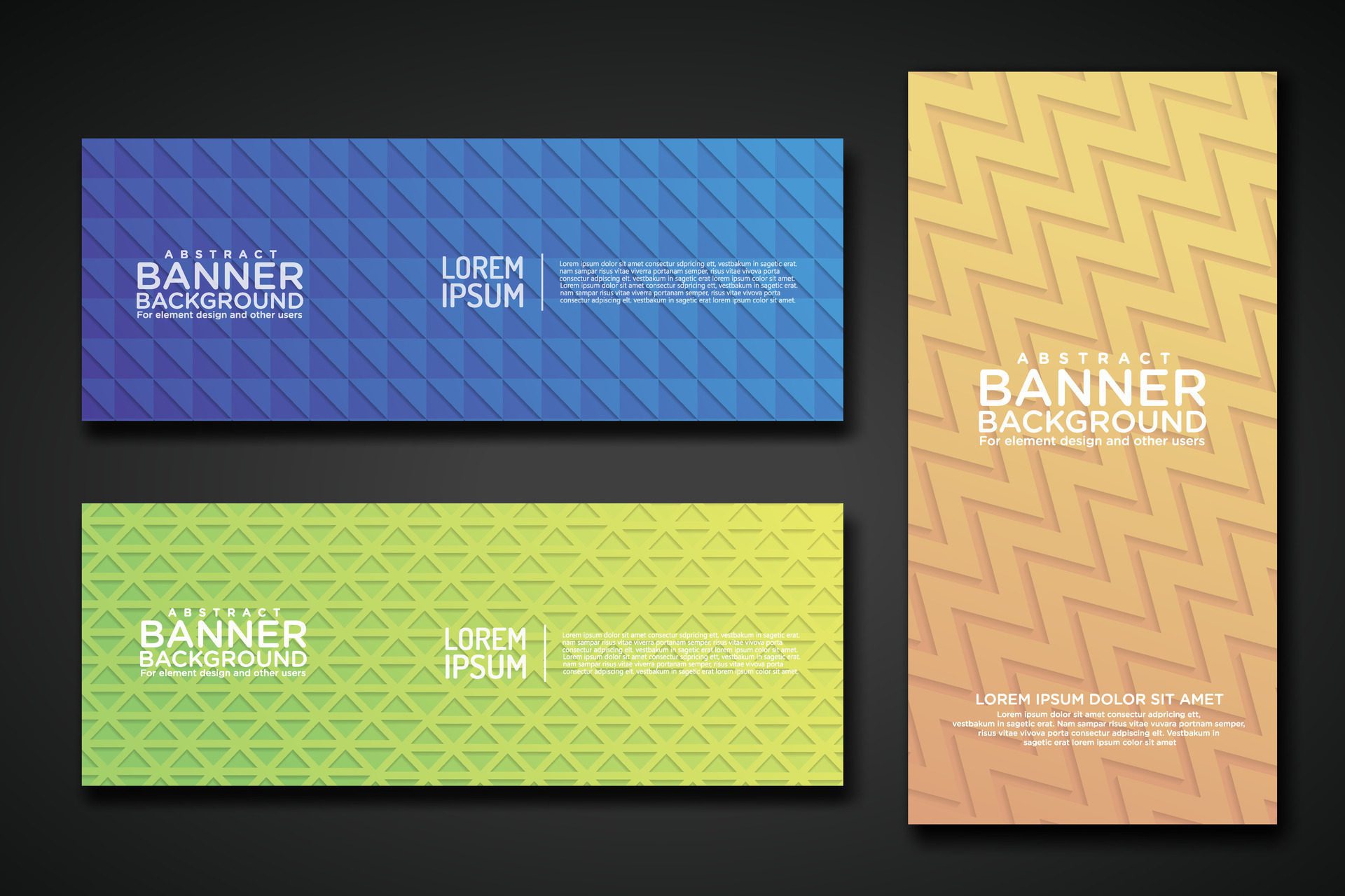 Set banner backgrounds with modern geometric lines textured pattern and colorful dynamic gradation Free Vector