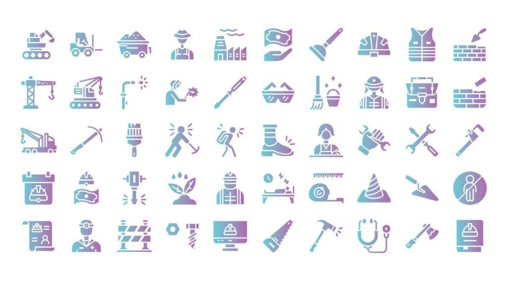 Labor Day Icons Bundle.Flat gradient icons style. illustration. Stock Free