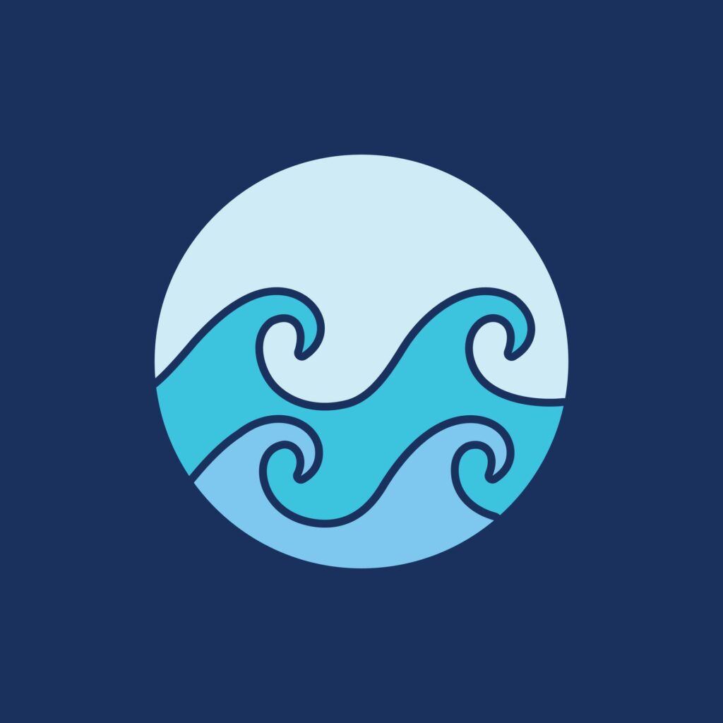 Blue Waves in Circle simplicity icon creative business template Stock Free